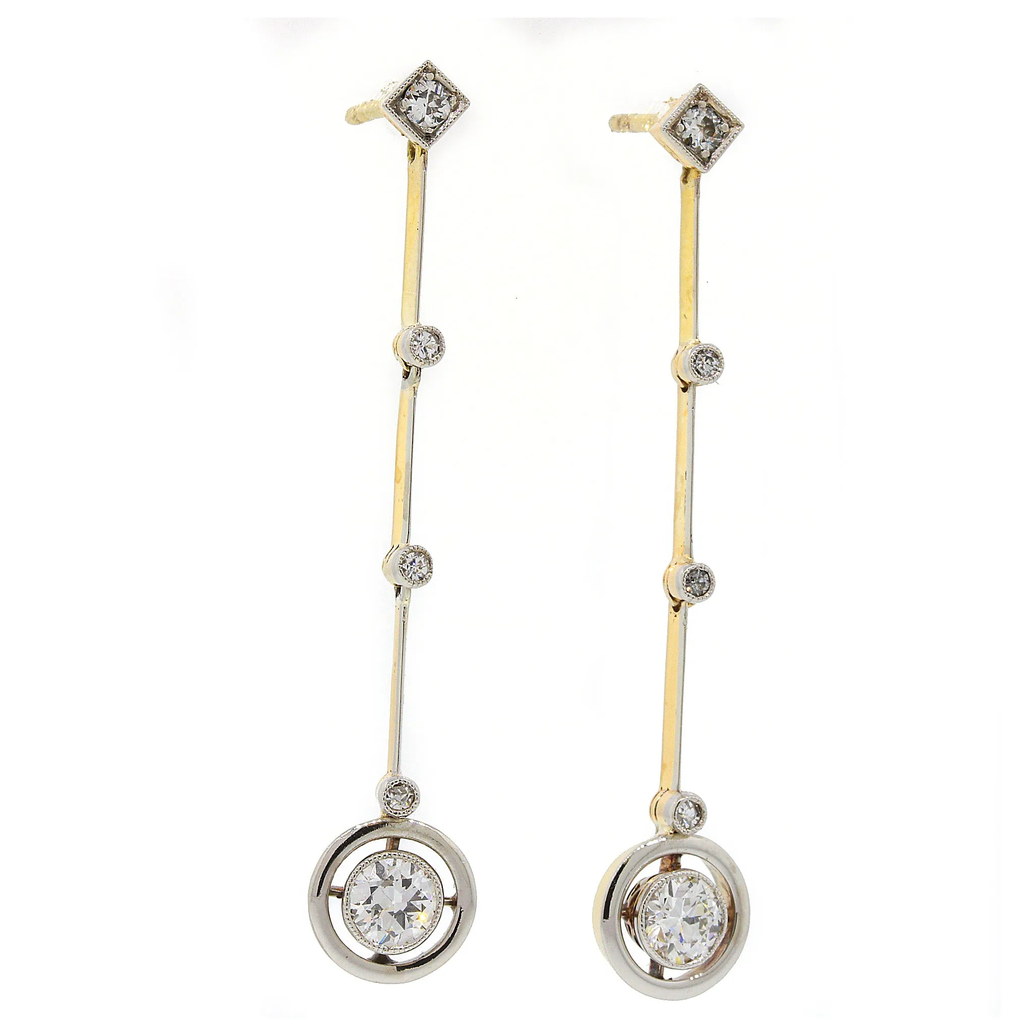 Solid Gold Diamond Drop Earrings