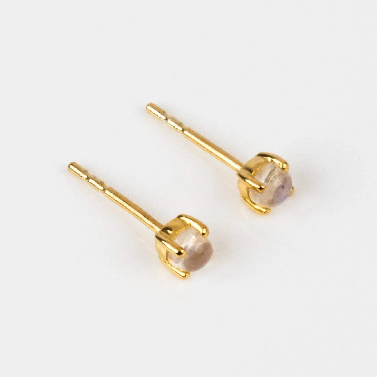 Solid Gold Moonstone Studs