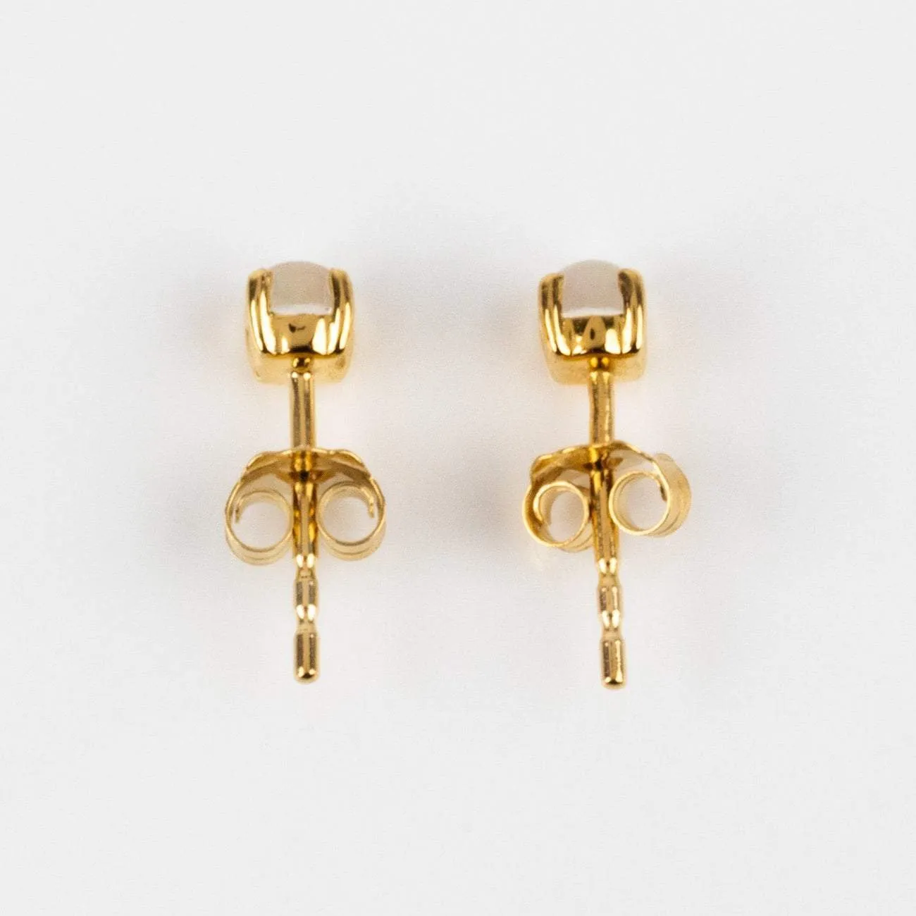 Solid Gold Moonstone Studs