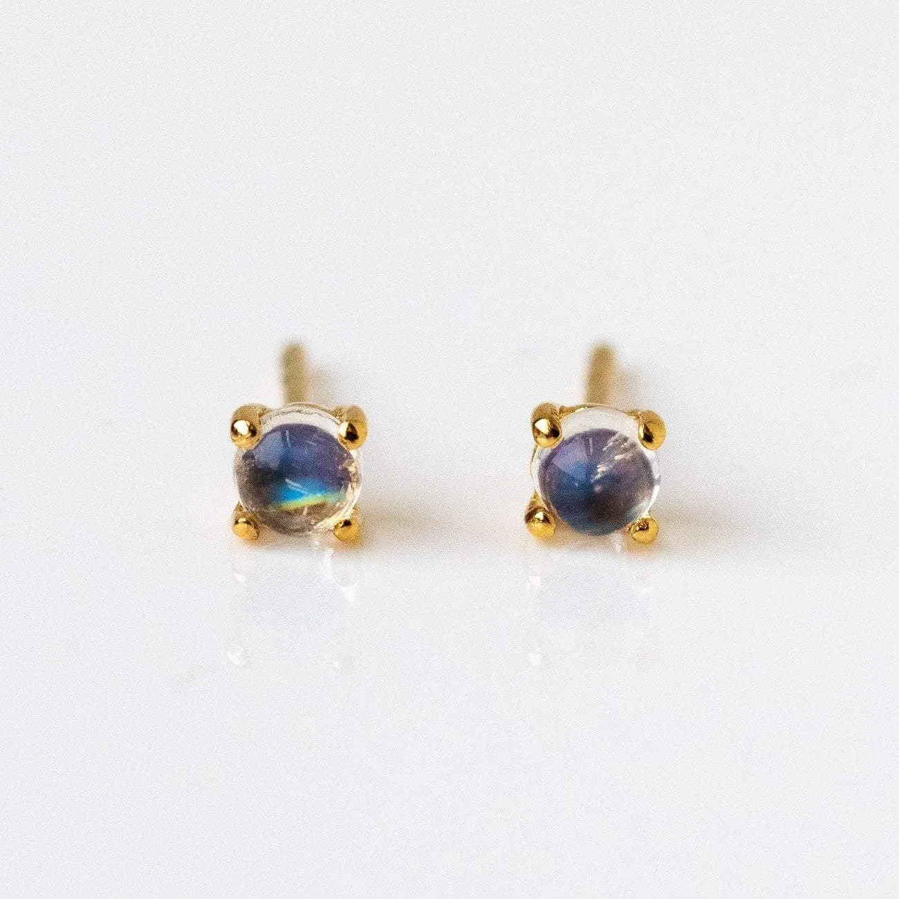 Solid Gold Moonstone Studs