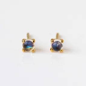 Solid Gold Moonstone Studs