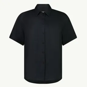 SS CRISP SHIRT BLACK LINEN