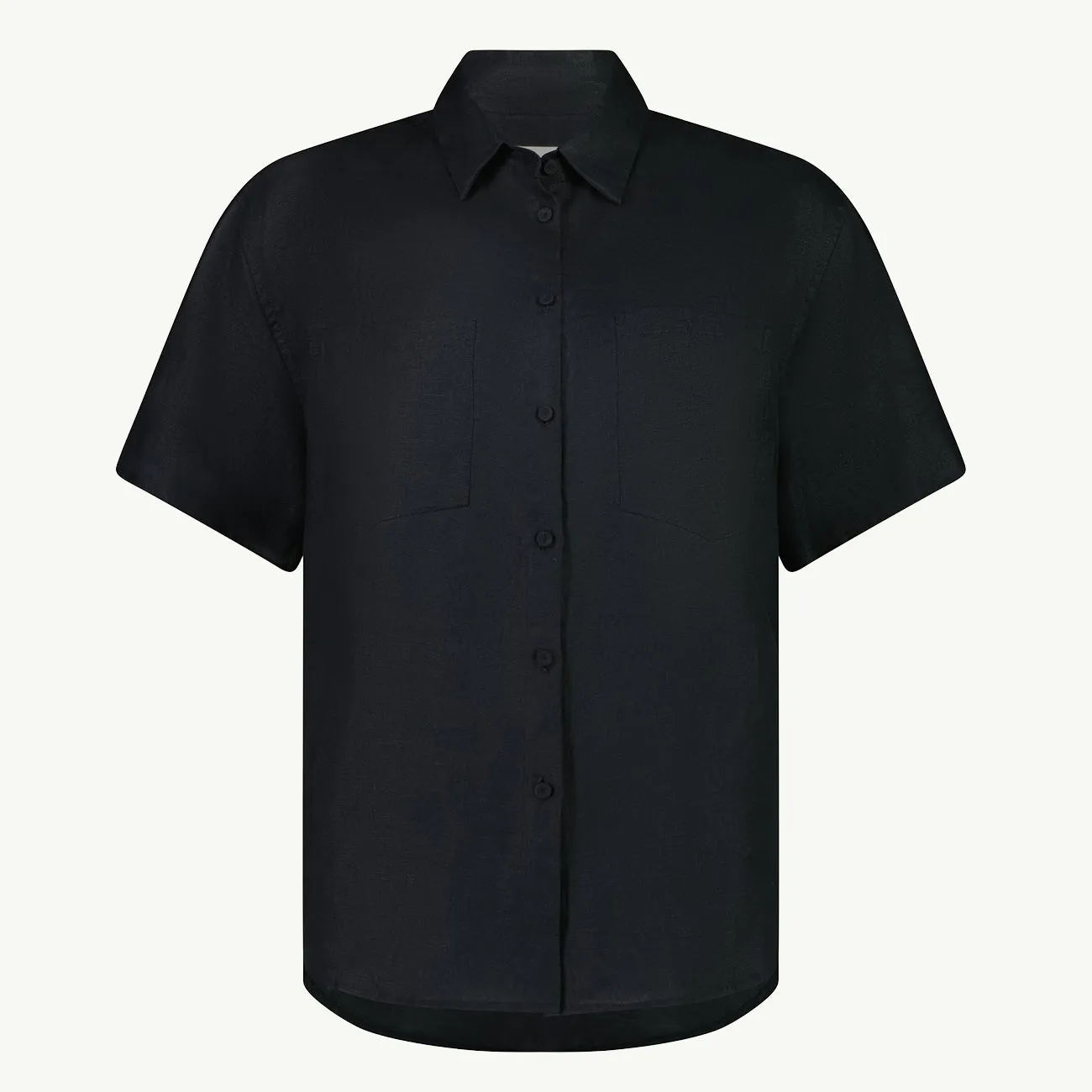 SS CRISP SHIRT BLACK LINEN