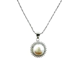 Sterling Silver Cultured Freshwater White Pearl Necklace