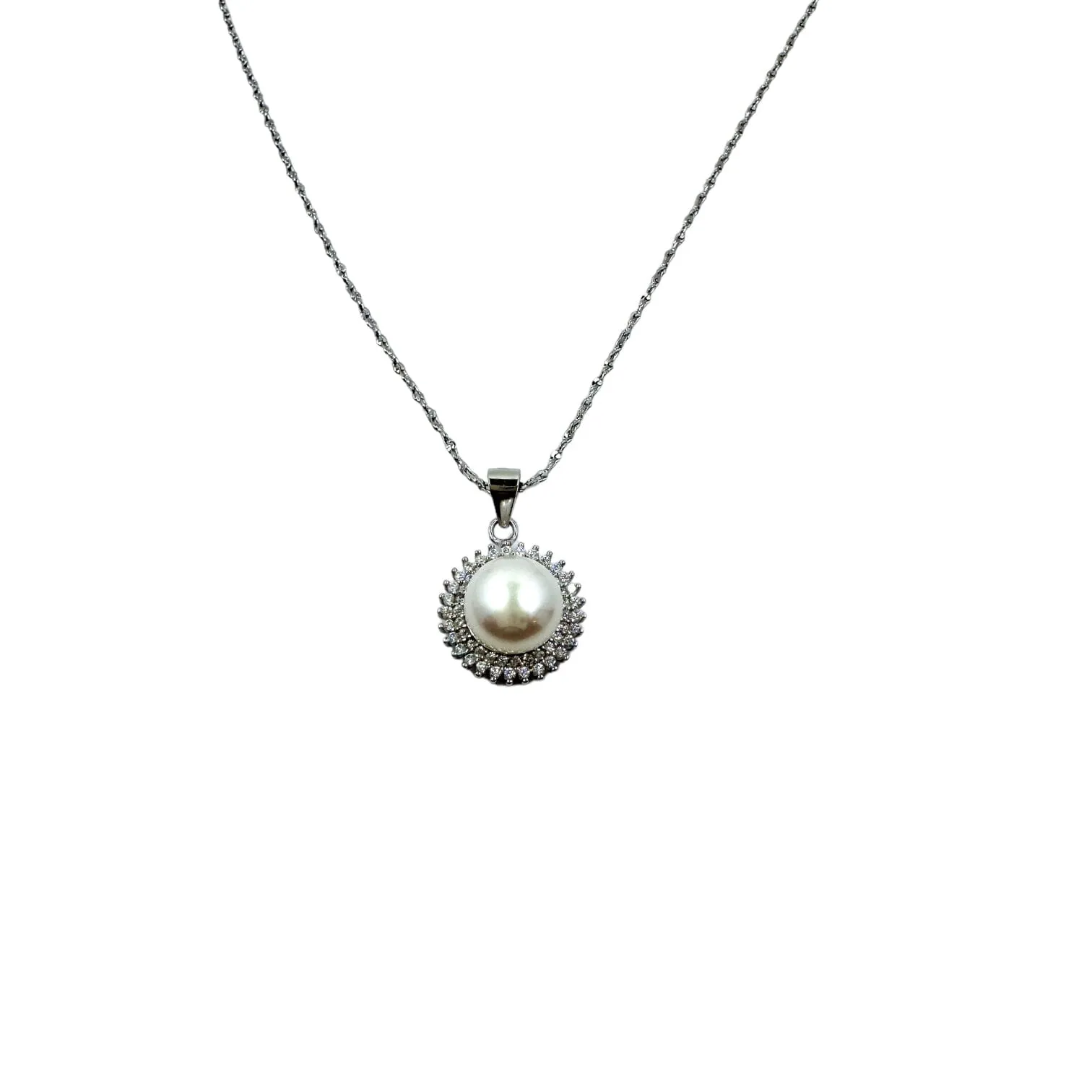 Sterling Silver Cultured Freshwater White Pearl Necklace