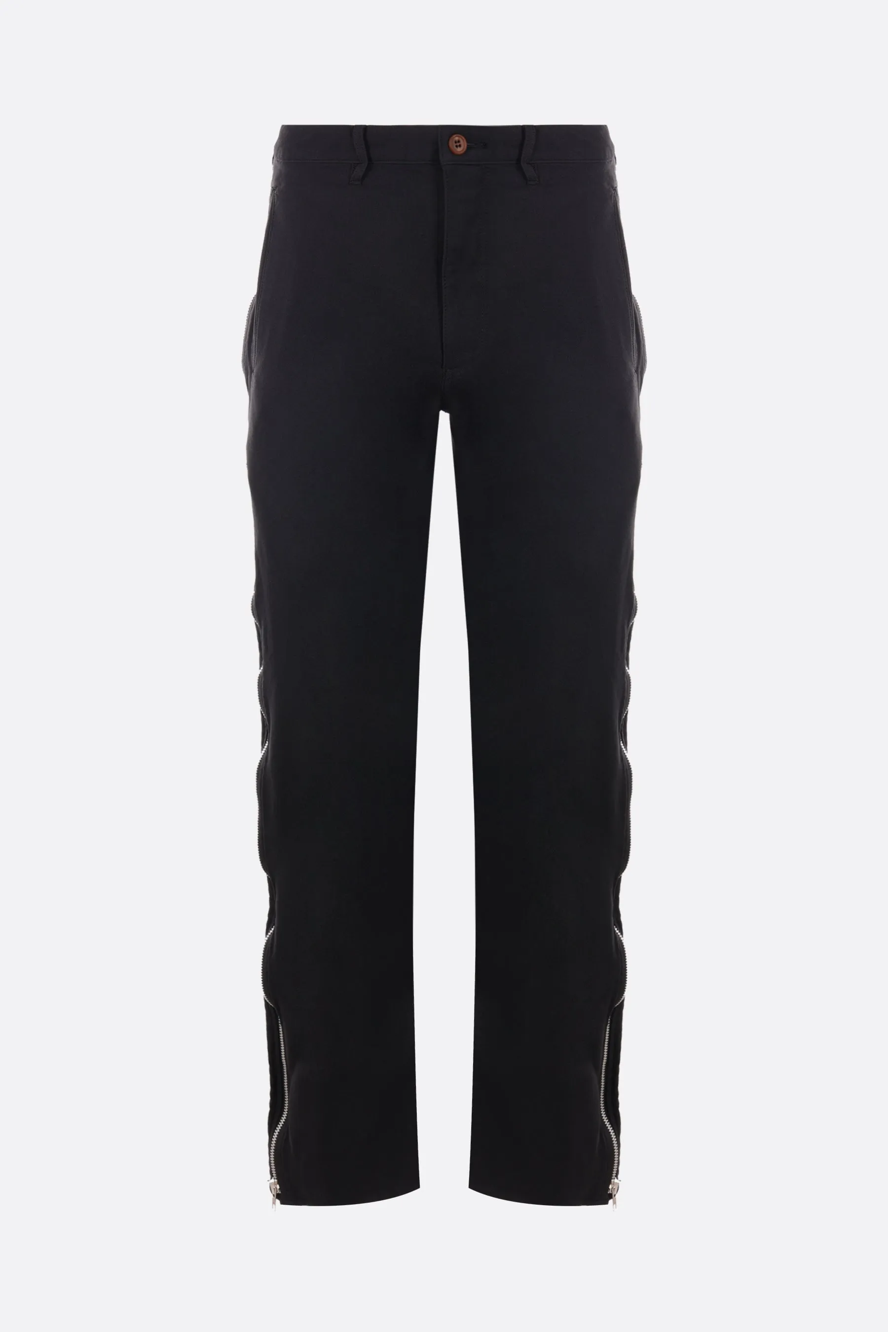 technical twill straight-leg pants with zip-up