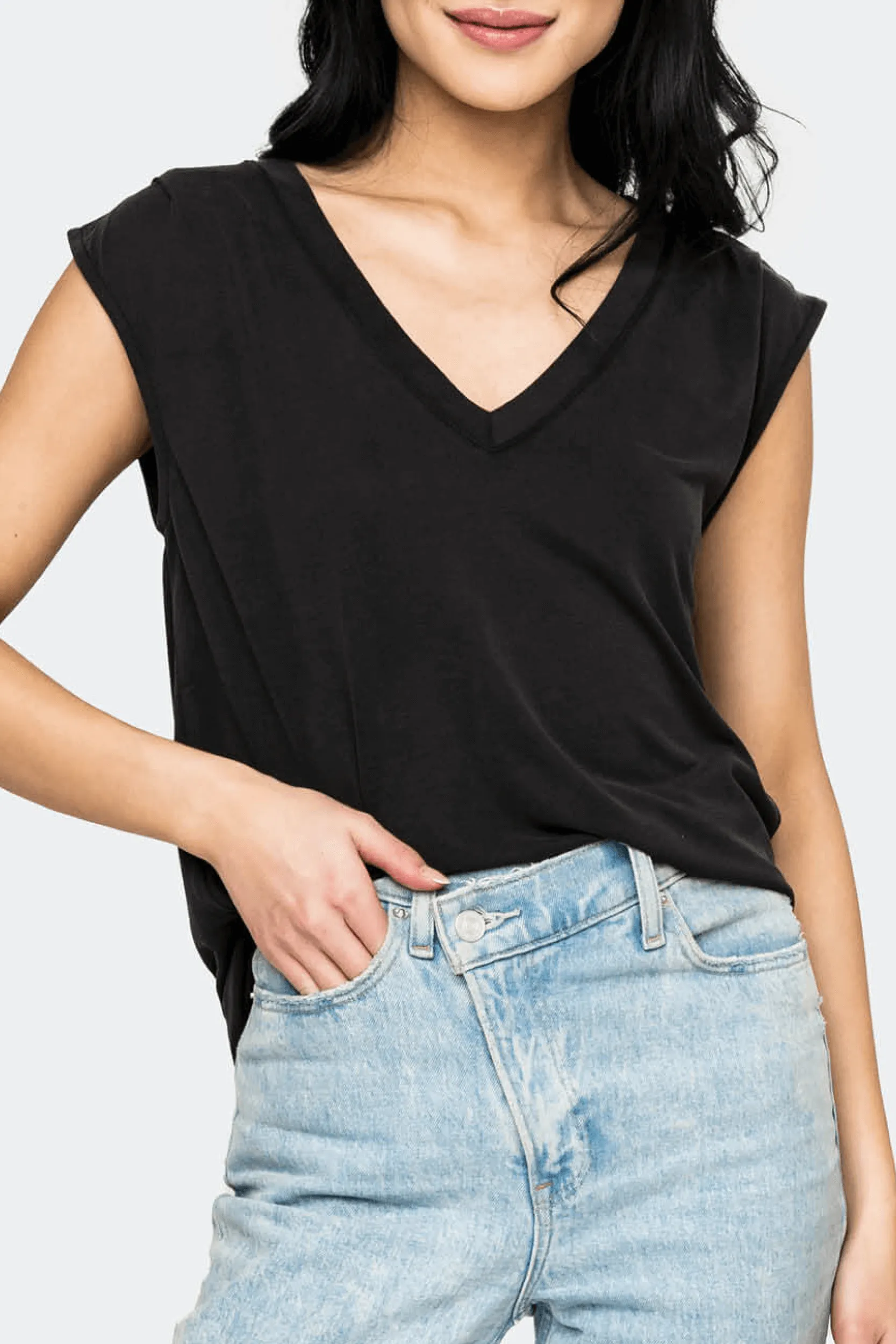 The Favorite Luxe Essentials V-Neck Tee