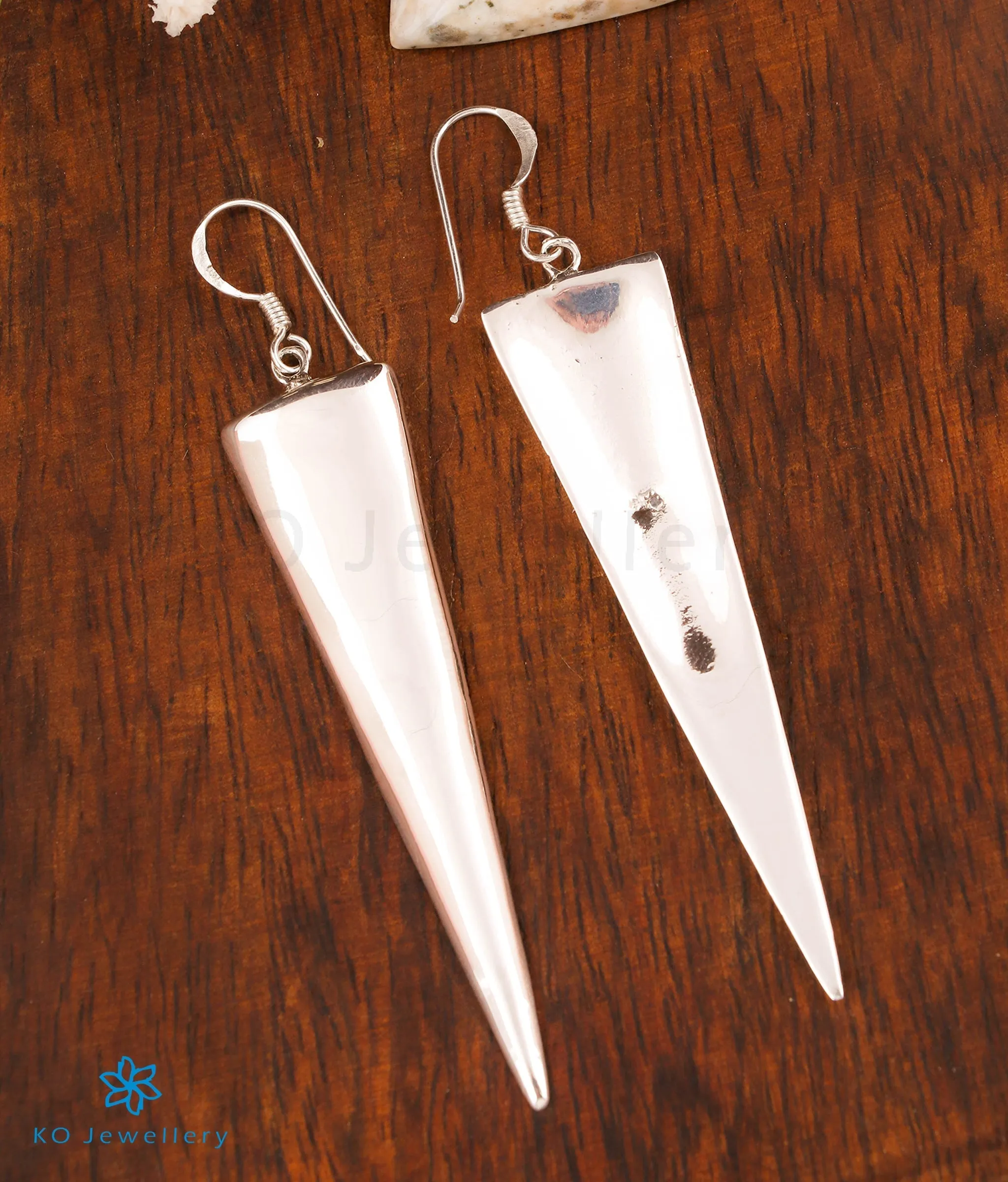 The Sleek Triangle Silver Earrings