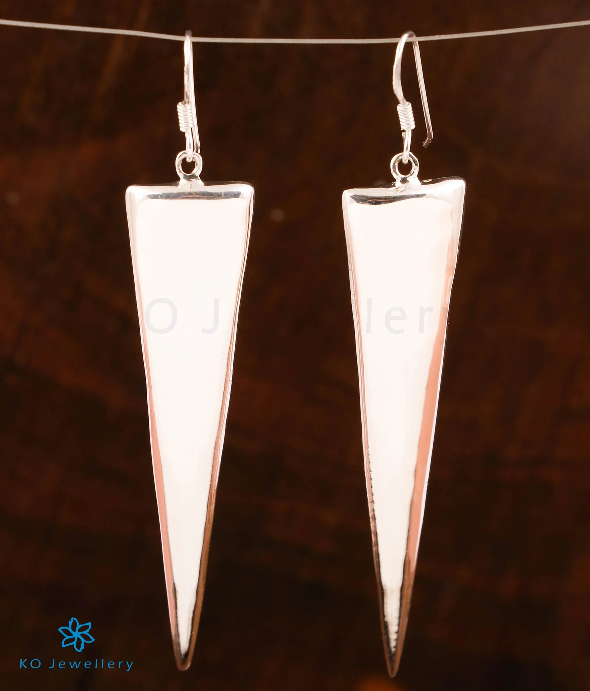 The Sleek Triangle Silver Earrings