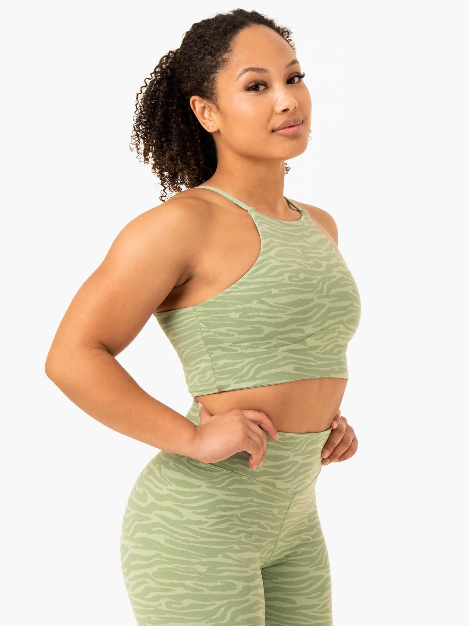 Transform Reversible Sports Crop - Jade Green Zebra