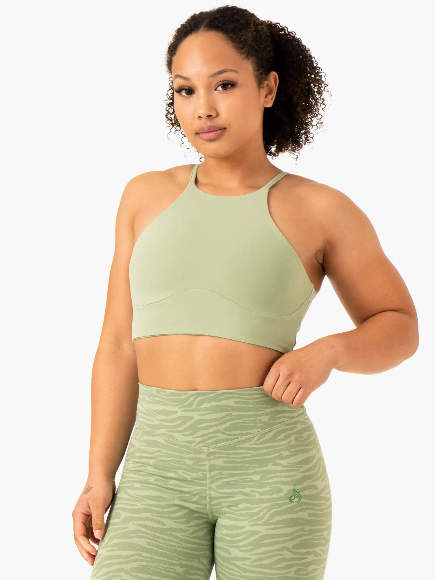 Transform Reversible Sports Crop - Jade Green Zebra