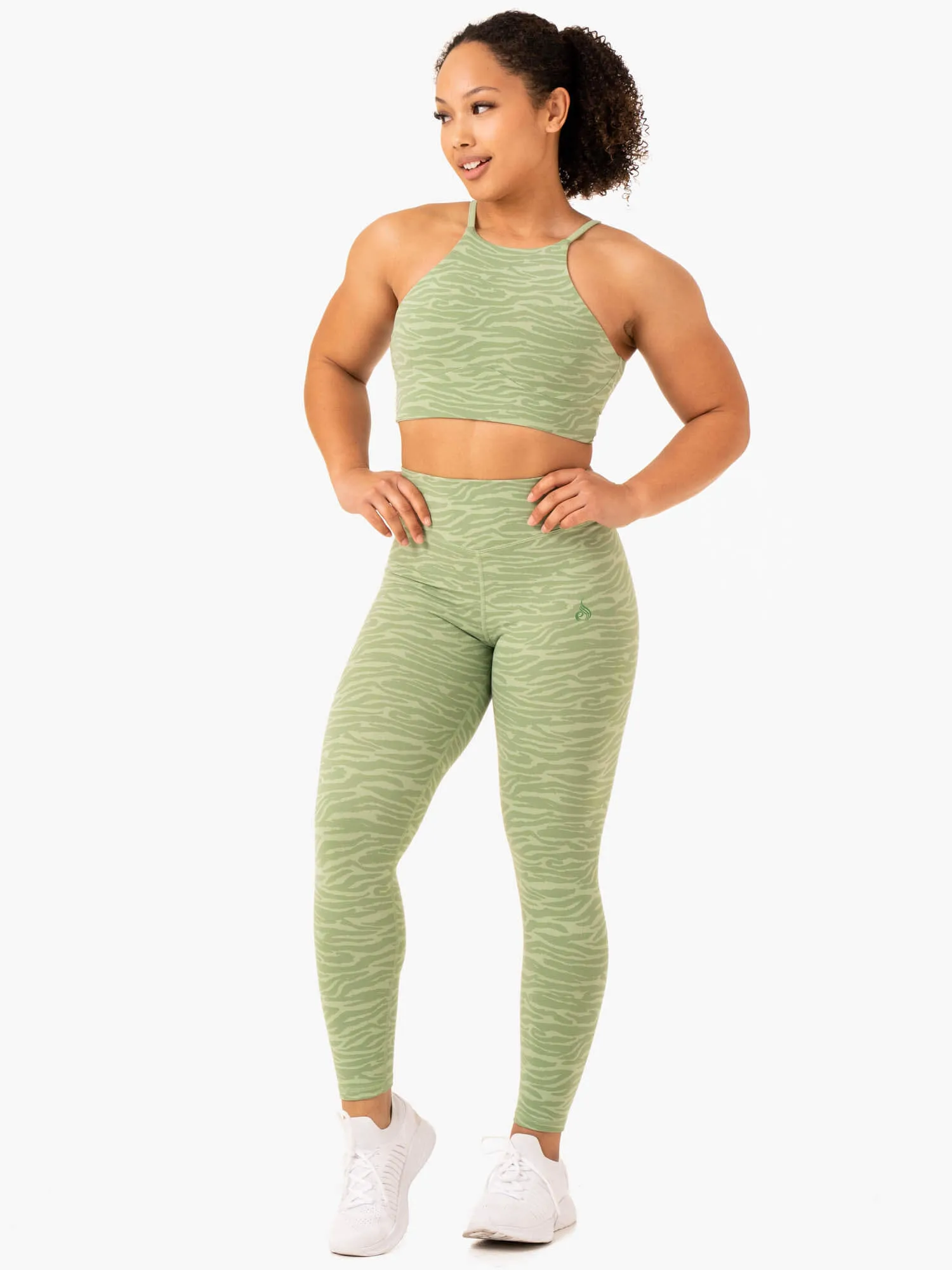 Transform Reversible Sports Crop - Jade Green Zebra