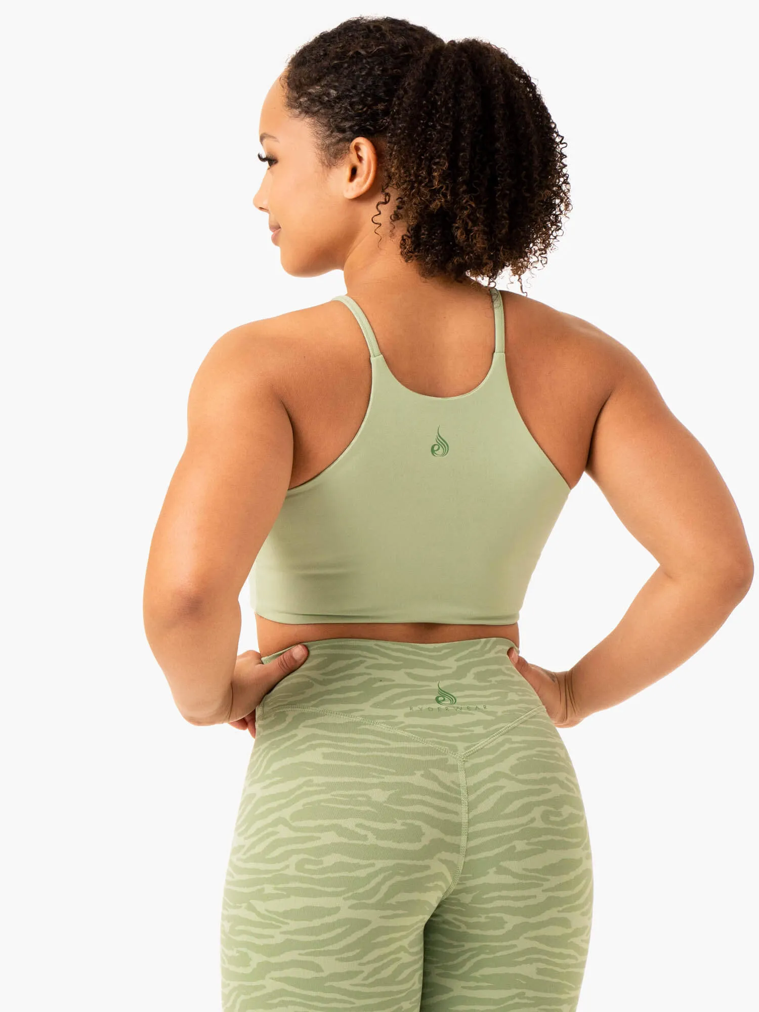 Transform Reversible Sports Crop - Jade Green Zebra