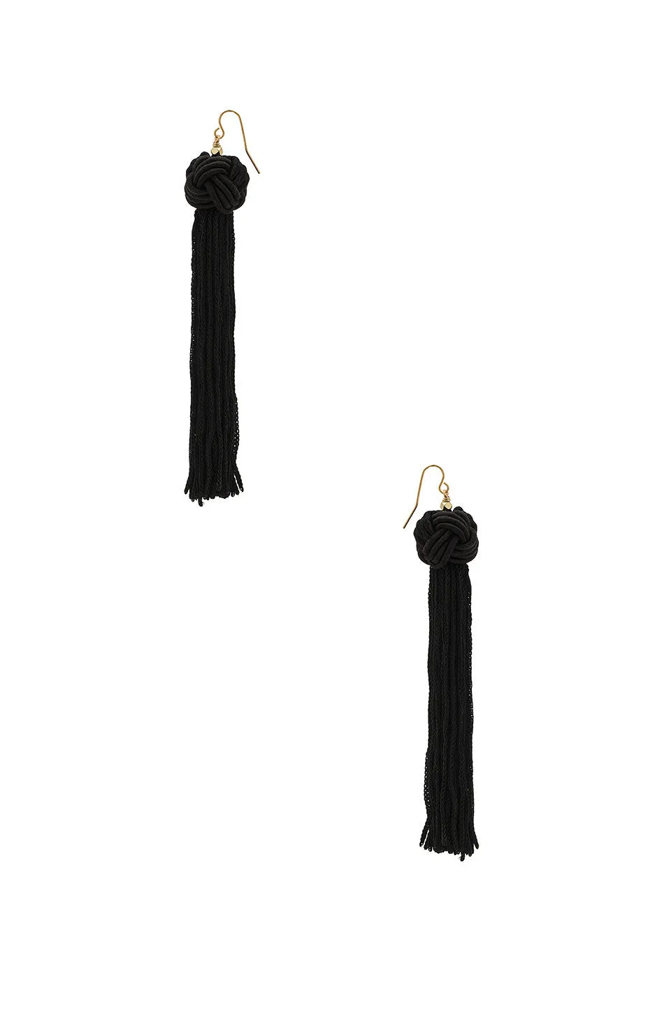 Vanessa Mooney Astrid Knotted Tassel Earrings Black