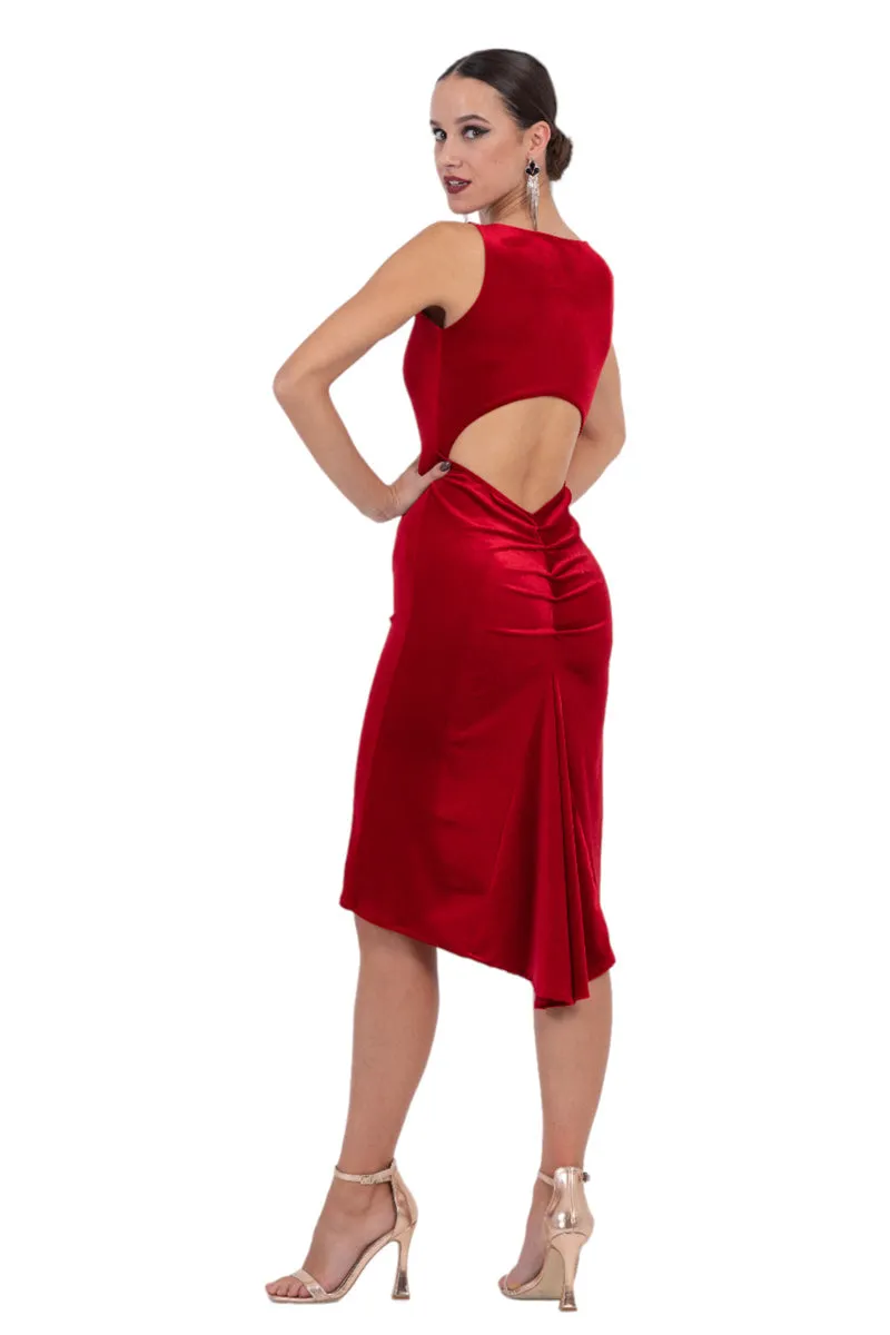 Velvet Fishtail Dress With Keyhole Back