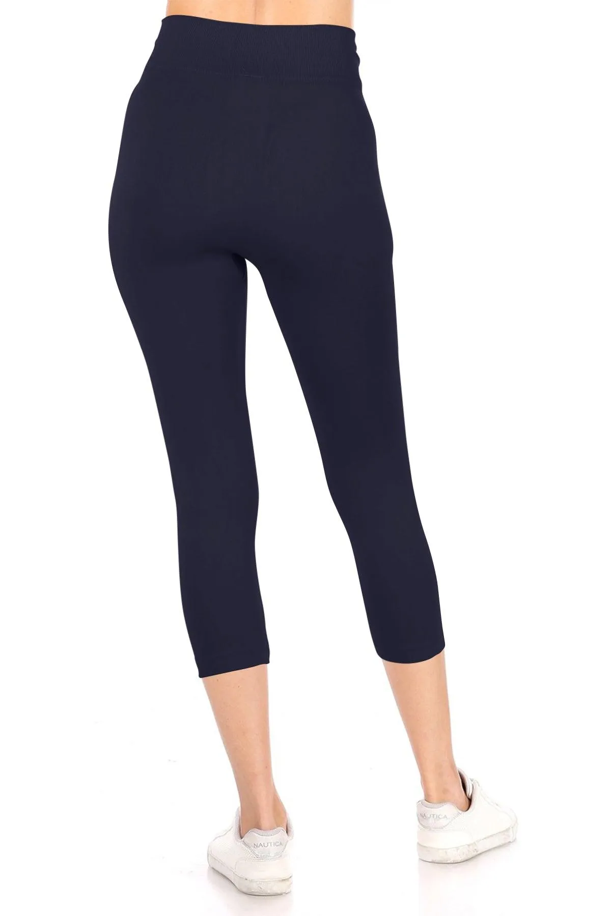 Women's Casual Seamless High Waist Solid Capri Leggings