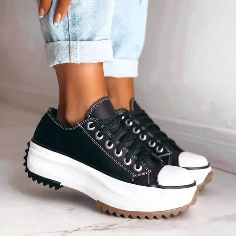 Women's Fashion Casual Lace-up Platform Heel Sneakers