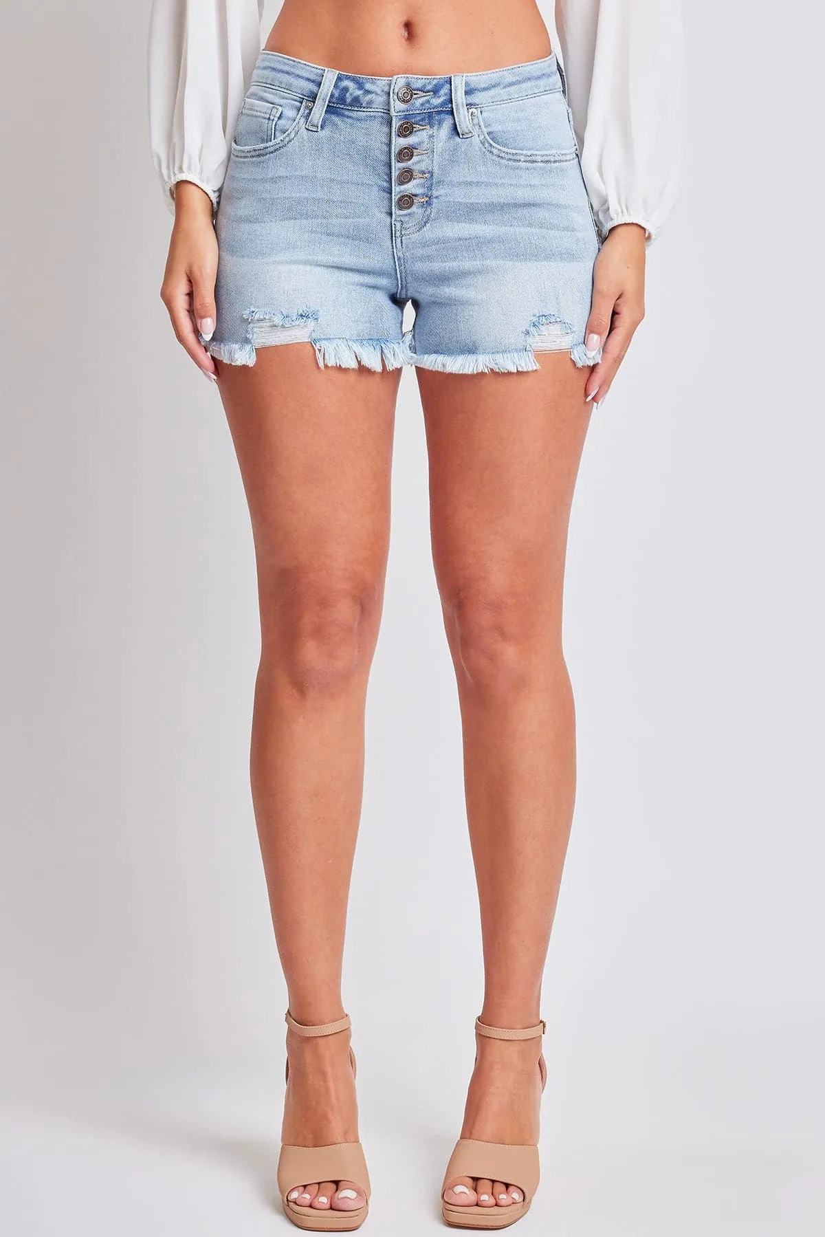 Women's High Rise Fray Hem Denim Short