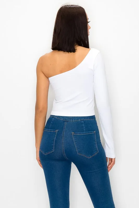 Women's Seamless One Shoulder Crop Top