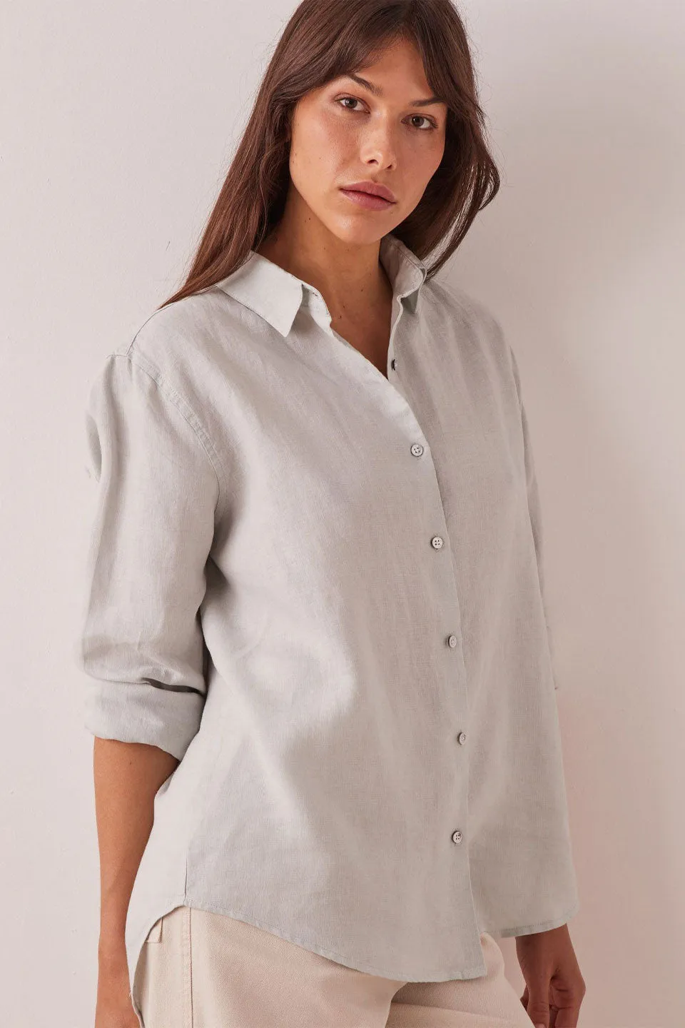 Xander Green Mist Linen Shirt